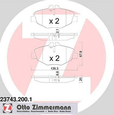ZIMMERMANN КОЛОДКИ ТОРМ MER W211 2,0-3,2 ПЕР (23743.200.1)