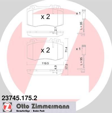 Zimmermann 23745.175.2 комплект тормозных колодок, дисковый тормоз на MERCEDES-BENZ CLS (C219)