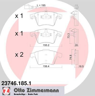 ZIMMERMANN Колодки торм.пер. (23746.185.1)