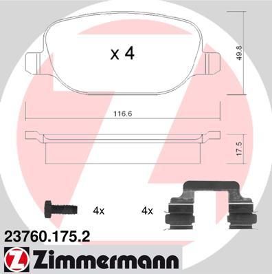 Zimmermann 23760.175.2 комплект тормозных колодок, дисковый тормоз на ALFA ROMEO SPIDER (939_, 939)