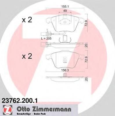 ZIMMERMANN КОЛОДКИ ТОРМ AUDI A6 3.0 01-/ALLROAD 2.5TDI/2.7/4.2 00- ПЕР (23762.200.1)