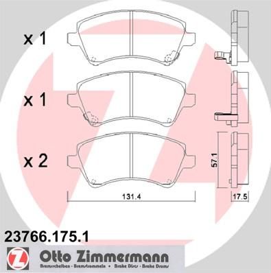 ZIMMERMANN Комплект тормозных колодок, диско (23766.175.1)