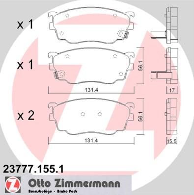 Zimmermann 23777.155.1 комплект тормозных колодок, дисковый тормоз на MAZDA 626 V Hatchback (GF)