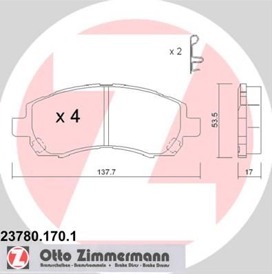 ZIMMERMANN Комплект тормозных колодок, диско (23780.170.1)