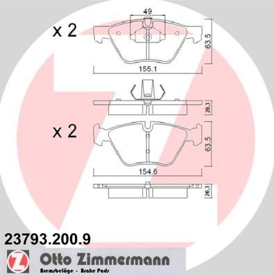 Zimmermann 23793.200.9 комплект тормозных колодок, дисковый тормоз на 5 (E60)