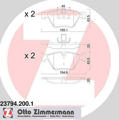 ZIMMERMANN Комплект тормозных колодок, диско (23794.200.1)