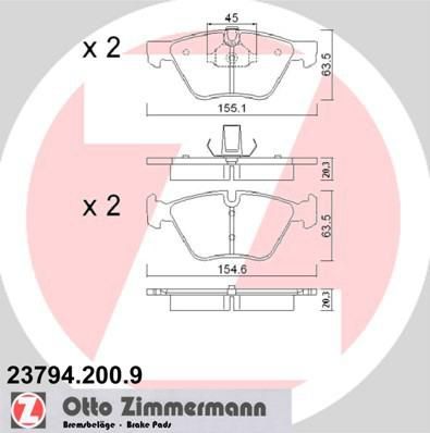 Zimmermann 23794.200.9 комплект тормозных колодок, дисковый тормоз на 3 (E90)