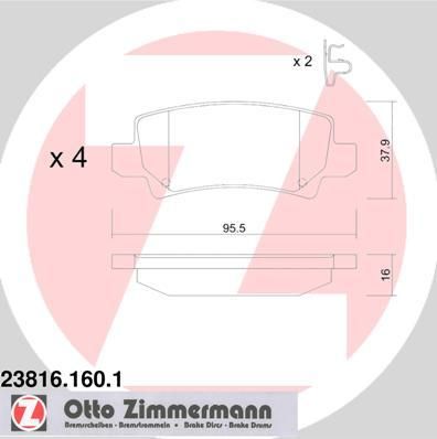 ZIMMERMANN Комплект тормозных колодок, диско (23816.160.1)