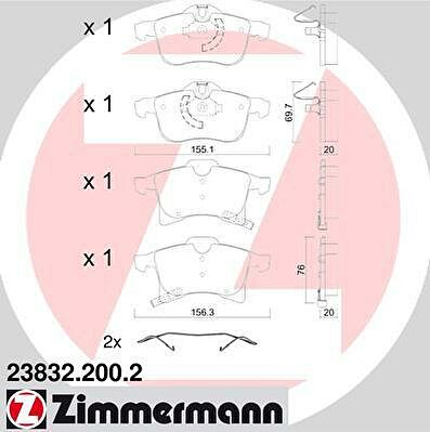 Zimmermann 23832.200.2 комплект тормозных колодок, дисковый тормоз на OPEL CORSA E Van