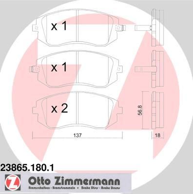 ZIMMERMANN Колодки торм.пер./дат. (23865.180.1)