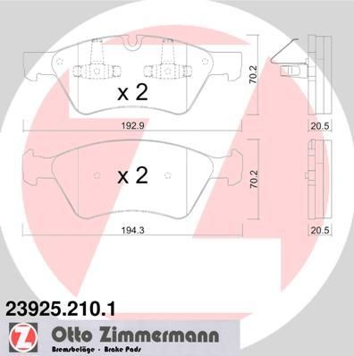 ZIMMERMANN Комплект тормозных колодок, диско (23925.210.1)