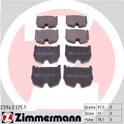 Zimmermann 23943.175.1 комплект тормозных колодок, дисковый тормоз на MERCEDES-BENZ CLS (C219)