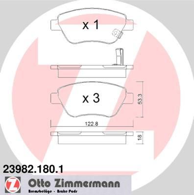 Zimmermann 23982.180.1 комплект тормозных колодок, дисковый тормоз на OPEL CORSA D