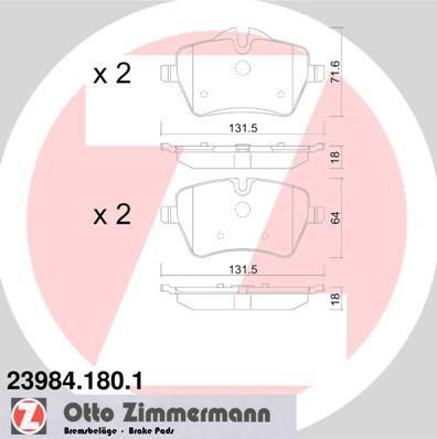 Zimmermann 23984.180.1 комплект тормозных колодок, дисковый тормоз на MINI MINI Roadster (R59)