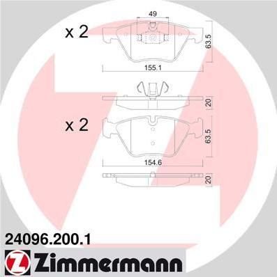 Zimmermann 24096.200.1 комплект тормозных колодок, дисковый тормоз на 3 купе (E92)