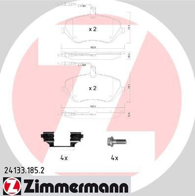 ZIMMERMANN Колодки тормозные пер. Citroen, Peugeot C5 III (RD_) 2.2 HDi 02.2008 - (24133.185.2)