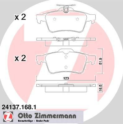 ZIMMERMANN Колодки торм.зад. (24137.168.1)