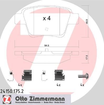 Zimmermann 24150.175.2 комплект тормозных колодок, дисковый тормоз на PEUGEOT 307 SW (3H)