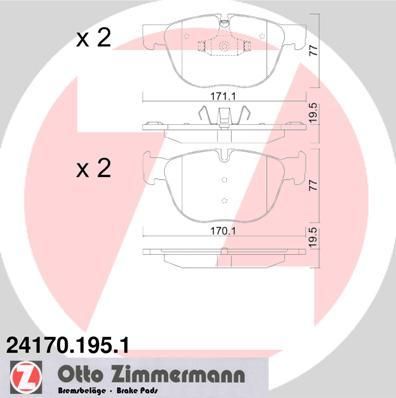 ZIMMERMANN КОЛОДКИ ТОРМ X5 E70/E71 3.0 F 07/08->> (24170.195.1)