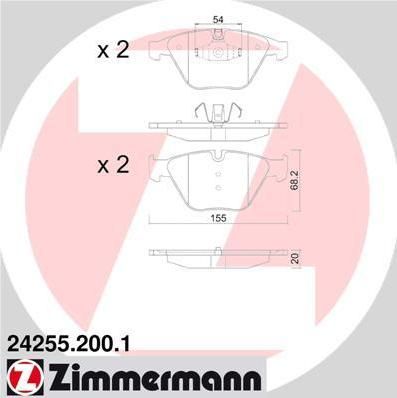 ZIMMERMANN КОЛОДКИ ТОРМ BNW 3 E90/E92/E93/E91 F 05/10->> (24255.200.1)