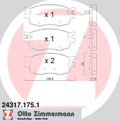 Zimmermann 24317.175.1 комплект тормозных колодок, дисковый тормоз на HYUNDAI i20 (PB, PBT)