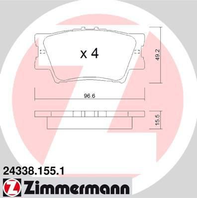 Zimmermann 24338.155.1 комплект тормозных колодок, дисковый тормоз на TOYOTA CAMRY седан (_XV4_)