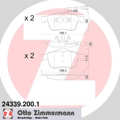 Zimmermann 24339.200.1 комплект тормозных колодок, дисковый тормоз на ALFA ROMEO SPIDER (939_, 939)