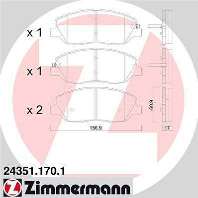 Zimmermann 24351.170.1 комплект тормозных колодок, дисковый тормоз на HYUNDAI SANTA FE II (CM)