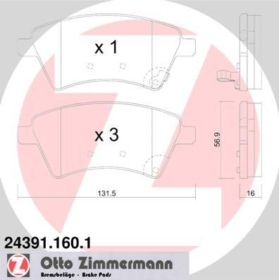 ZIMMERMANN Комплект тормозных колодок, диско (24391.160.1)