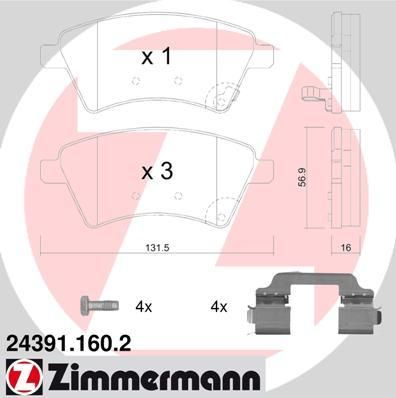 Zimmermann 24391.160.2 комплект тормозных колодок, дисковый тормоз на FIAT SEDICI (FY_)