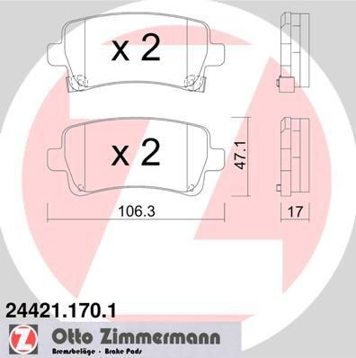 ZIMMERMANN КОМПЛЕКТ ТОРМОЗНЫХ КОЛОДОК, ДИСКОВЫЙ ТОРМОЗ (24421.170.1)