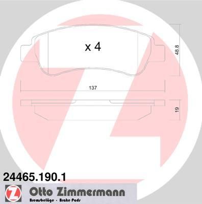 ZIMMERMANN Комплект тормозных колодок, диско (24465.190.1)