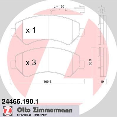 Zimmermann 24466.190.1 комплект тормозных колодок, дисковый тормоз на FIAT DUCATO c бортовой платформой/ходовая часть (250, 290)