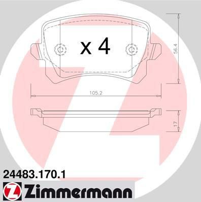 Zimmermann 24483.170.1 комплект тормозных колодок, дисковый тормоз на VW PASSAT Variant (3C5)