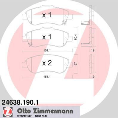 ZIMMERMANN КОМПЛЕКТ ТОРМОЗНЫХ КОЛОДОК, ДИСКОВЫЙ ТОРМОЗ (24638.190.1)