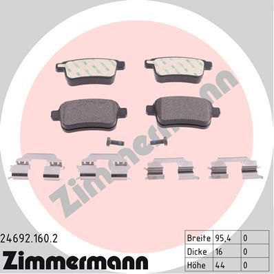 Zimmermann 24692.160.2 комплект тормозных колодок, дисковый тормоз на RENAULT KANGOO Express (FW0/1_)