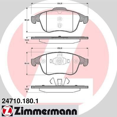 Zimmermann 24710.180.1 комплект тормозных колодок, дисковый тормоз на RENAULT MEGANE III Наклонная задняя часть (BZ0_)