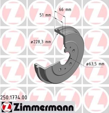 ZIMMERMANN ТОРМОЗНОЙ ДИСК FOCUS/ TURNIER 1.4 (250 1774 00)