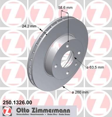 Zimmermann 250.1326.00 тормозной диск на FORD SIERRA (GBG, GB4)