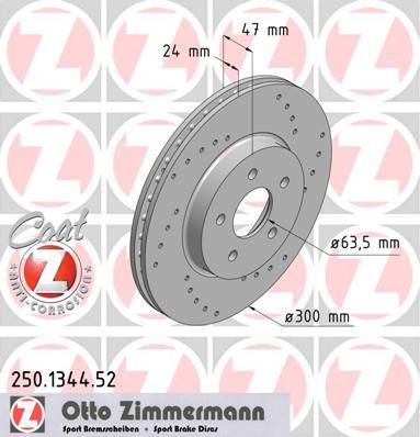 ZIMMERMANN ДИСК ТОРМ FRD MONDEO 10 00-> F (250.1344.52)