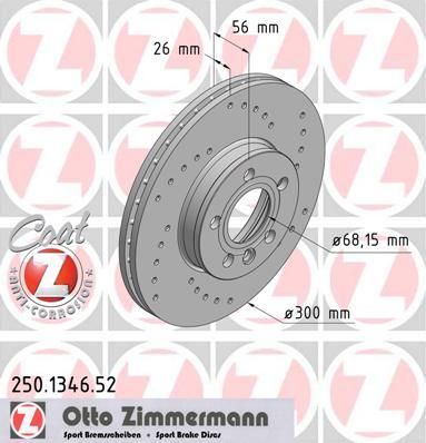 Zimmermann 250.1346.52 тормозной диск на SEAT ALHAMBRA (7V8, 7V9)