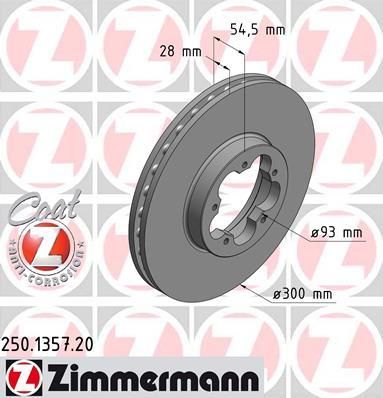 ZIMMERMANN Диск торм.пер. Ford Transit заказ не менее 2 единиц (250.1357.20)