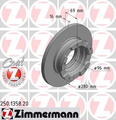 Zimmermann 250.1358.20 тормозной диск на FORD TRANSIT фургон