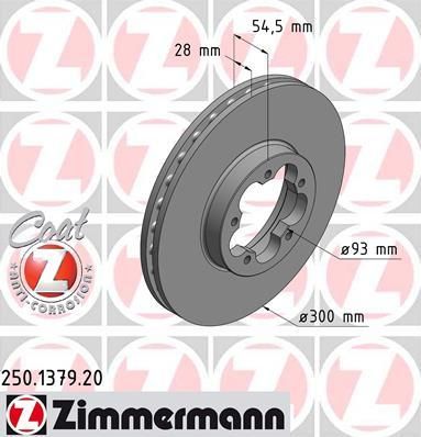 Zimmermann 250.1379.20 тормозной диск на FORD TRANSIT фургон