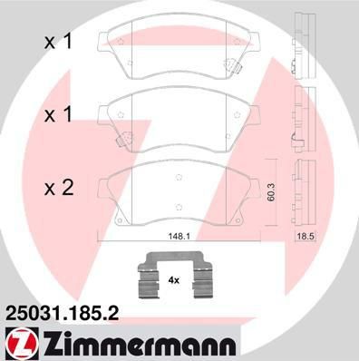 Zimmermann 25031.185.2 комплект тормозных колодок, дисковый тормоз на CHEVROLET CRUZE Наклонная задняя часть (J305)