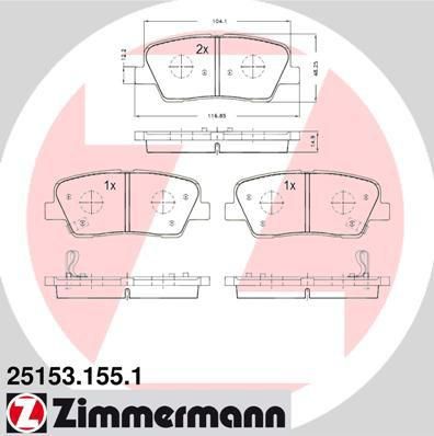 Zimmermann 25153.155.1 комплект тормозных колодок, дисковый тормоз на KIA SORENTO II (XM)