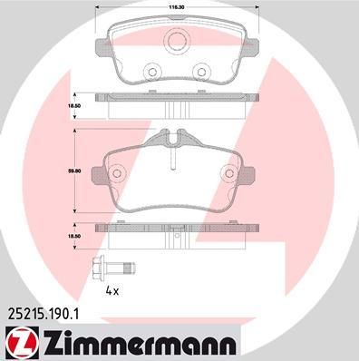 Zimmermann 25215.190.1 комплект тормозных колодок, дисковый тормоз на MERCEDES-BENZ GLE (W166)