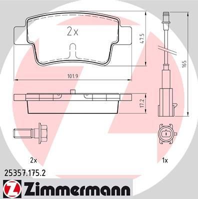 Zimmermann 25357.175.2 комплект тормозных колодок, дисковый тормоз на FIAT PUNTO (199)