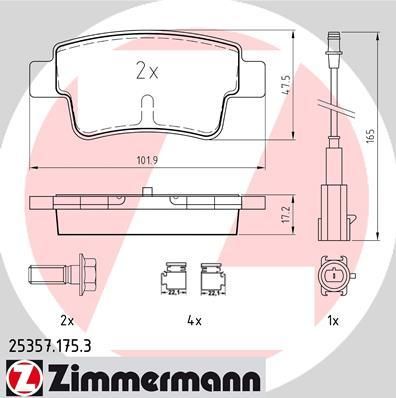 Zimmermann 25357.175.3 комплект тормозных колодок, дисковый тормоз на FIAT PUNTO (199)