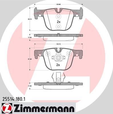 Zimmermann 25514.180.1 комплект тормозных колодок, дисковый тормоз на 4 кабрио (F33, F83)